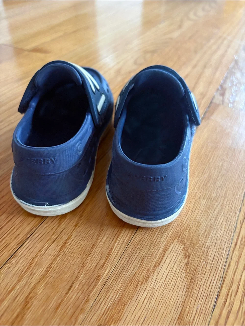 Sperry Kids Navy Blue Vented Slip-On Water Shoes with White Lace Accent
